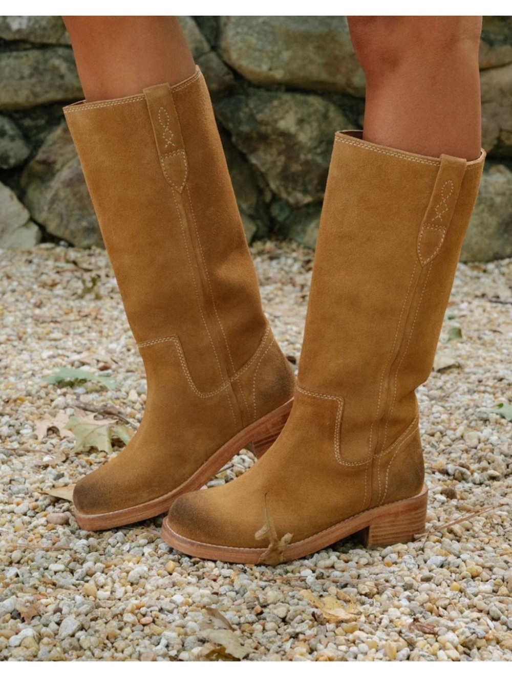 Free People Blaze Pull On Riding Boot in Toffee Suede